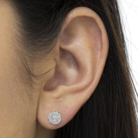 .925 Sterling Silver 1/5 Cttw Diamond Miracle-Set Floral Cluster Push Back Stud Earrings (I-J Color, I2-I3 Clarity)