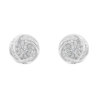 .925 Sterling Silver 3/4 Cttw Round and Baguette-Cut Diamond Love Knot Stud Earring (I-J Color, I2-I3 Clarity)