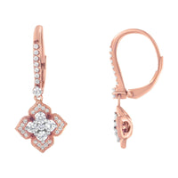 10K Rose Gold 3/4 Cttw Diamond Flower Drop Dangle Earring (I-J Color, I1-I2 Clarity)