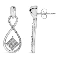 Sterling Silver Round Cut Diamond Infinity Earrings (0.04 cttw, H-I Color, I2-I3 Clarity)