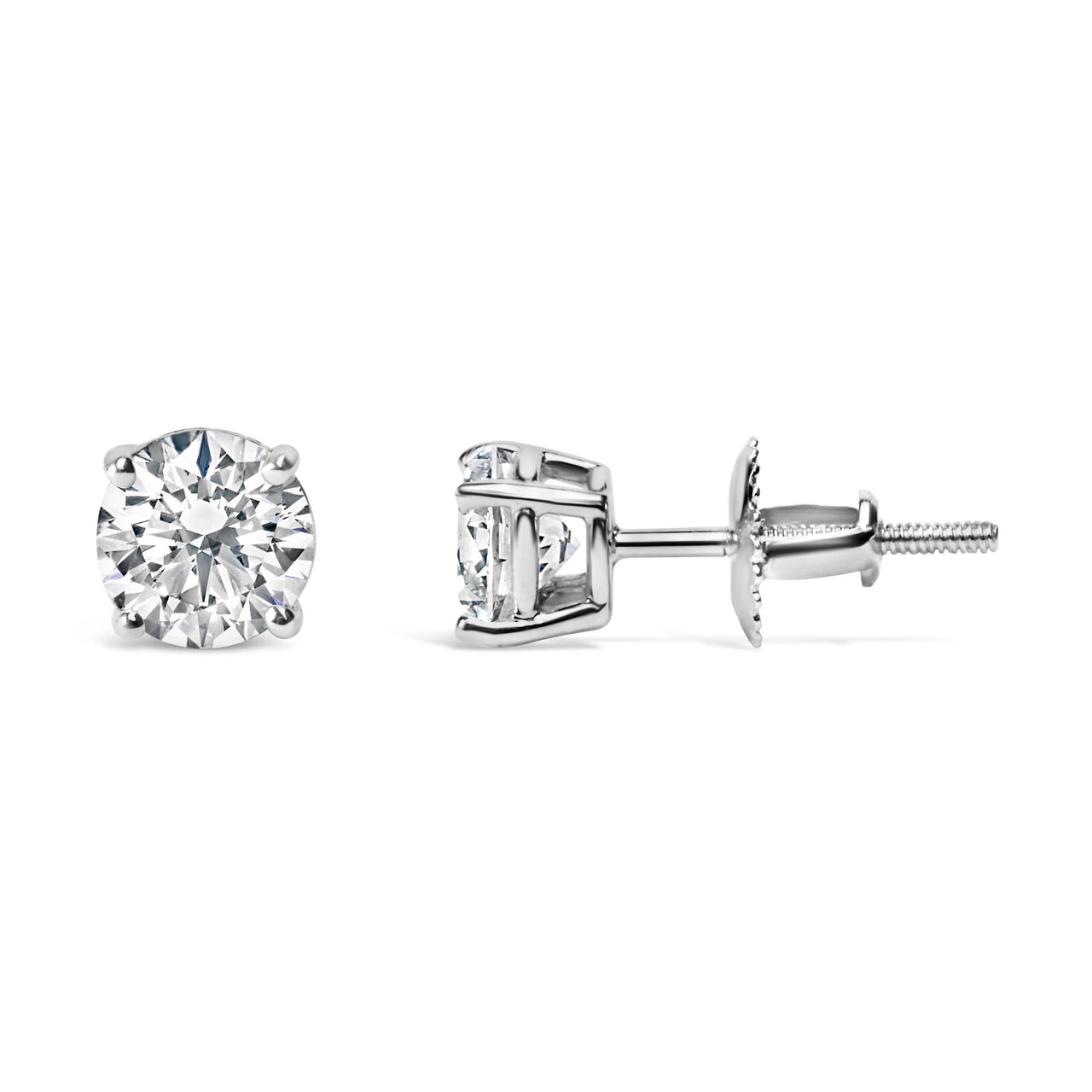 IGI Certified 14K White Gold 1 1/2 Cttw Lab Grown Diamond Solitaire Stud Earrings with Screwbacks (J-K Color, VVS2-VS1 Clarity)