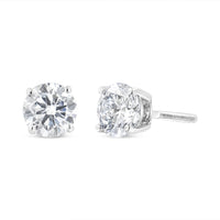 14K Gold Round Lab Grown Diamond Solitaire Stud Earrings with Screw Backs