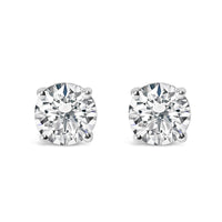 .925 Sterling Silver Round Brilliant Cut Lab Grown Diamond 4-Prong Classic Solitaire Stud Earrings