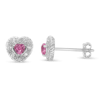 .925 Sterling Silver, Created Pink Sapphire, & Diamond-Accented 5/8