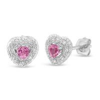 .925 Sterling Silver, Created Pink Sapphire, & Diamond-Accented 5/8