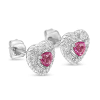 .925 Sterling Silver, Created Pink Sapphire, & Diamond-Accented 5/8