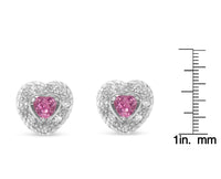 .925 Sterling Silver, Created Pink Sapphire, & Diamond-Accented 5/8
