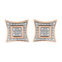 .925 Sterling Silver Diamond Accented 4-Stone Four Pointed Star Shaped Halo-Style Stud Earrings (H-I Color, I2-I3 Clarity)