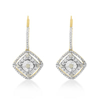 Sterling Silver Rose Diamond Dangle Earring (0.25 cttw, I-J Color, I2-I3 Clarity)
