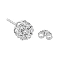 .925 Sterling Silver 1/10 Cttw Round-Cut Diamond Miracle-Set Floral Cluster Button Stud Earrings (I-J Color, I2-I3 Clarity)