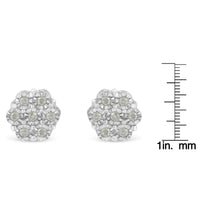 .925 Sterling Silver 1/4 Cttw Round-Cut Diamond Miracle-Set Floral Cluster Button Stud Earrings (I-J Color, I3 Clarity)
