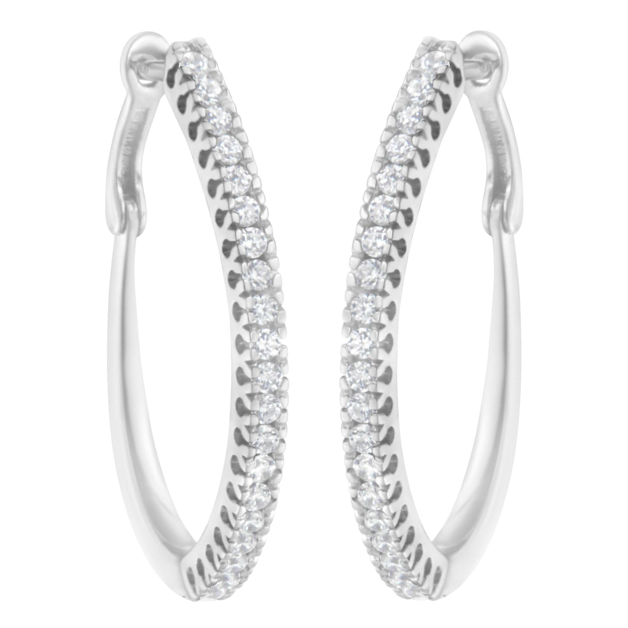10KT White Gold 1/2 cttw Diamond Hoop Earrings (I-J, I2-I3)