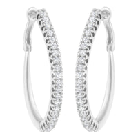 10KT White Gold 1/2 cttw Diamond Hoop Earrings (I-J, I2-I3)