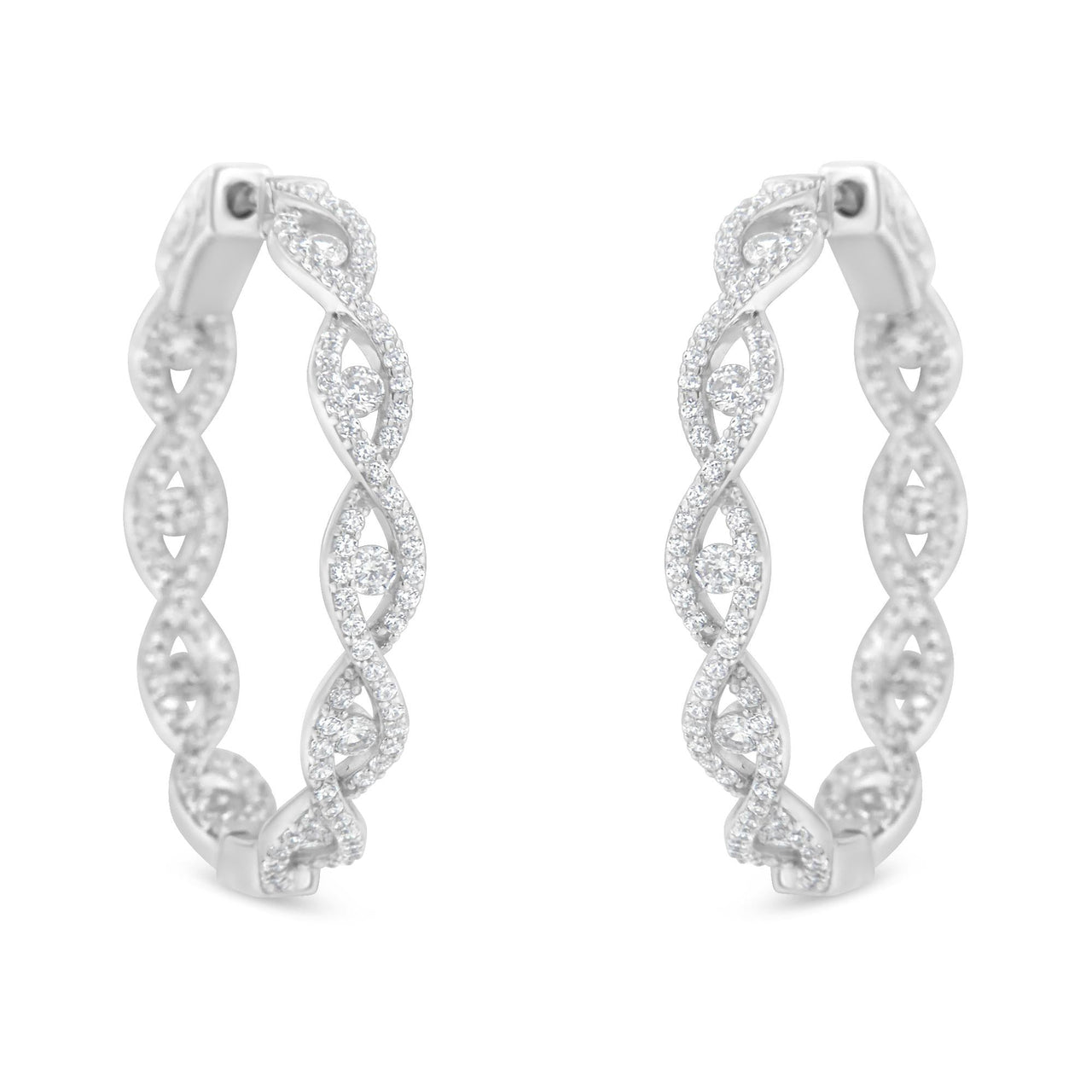 10K White Gold Diamond Hoop Earrings (1 1/2 cttw, H-I Color, I1-I2 Clarity)