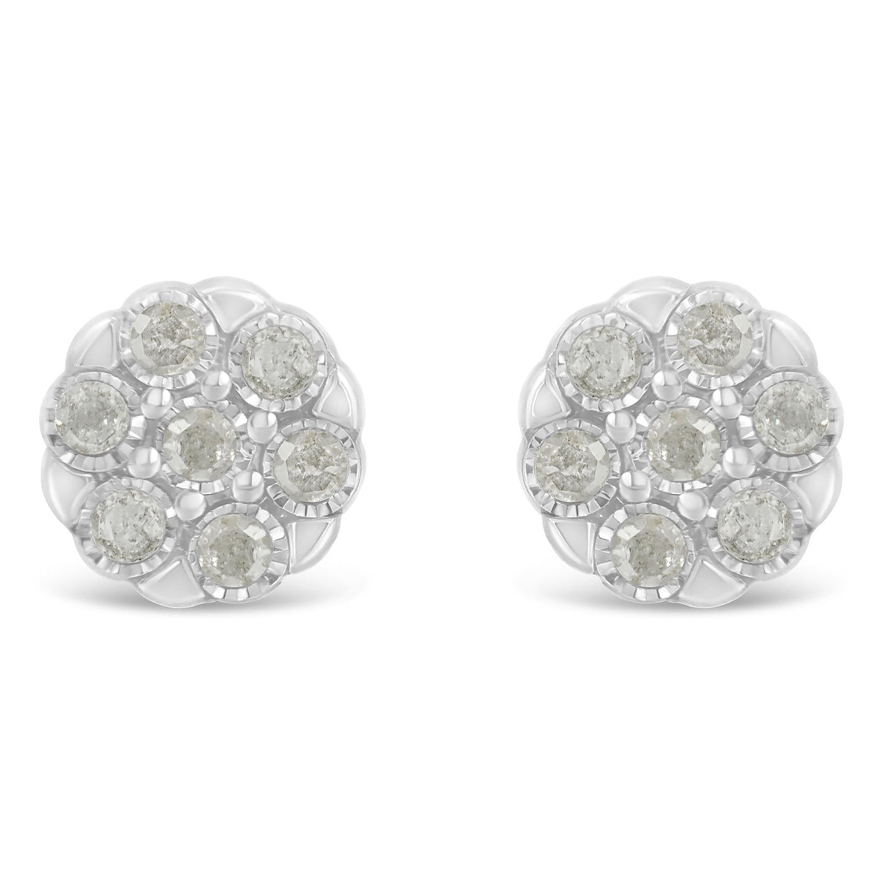 Sterling Silver Rose-Cut Diamond Floral Cluster Stud Earring (0.25 cttw, I-J Color, I2-I3 Clarity)