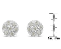 Sterling Silver Rose-Cut Diamond Floral Cluster Stud Earring (0.25 cttw, I-J Color, I2-I3 Clarity)