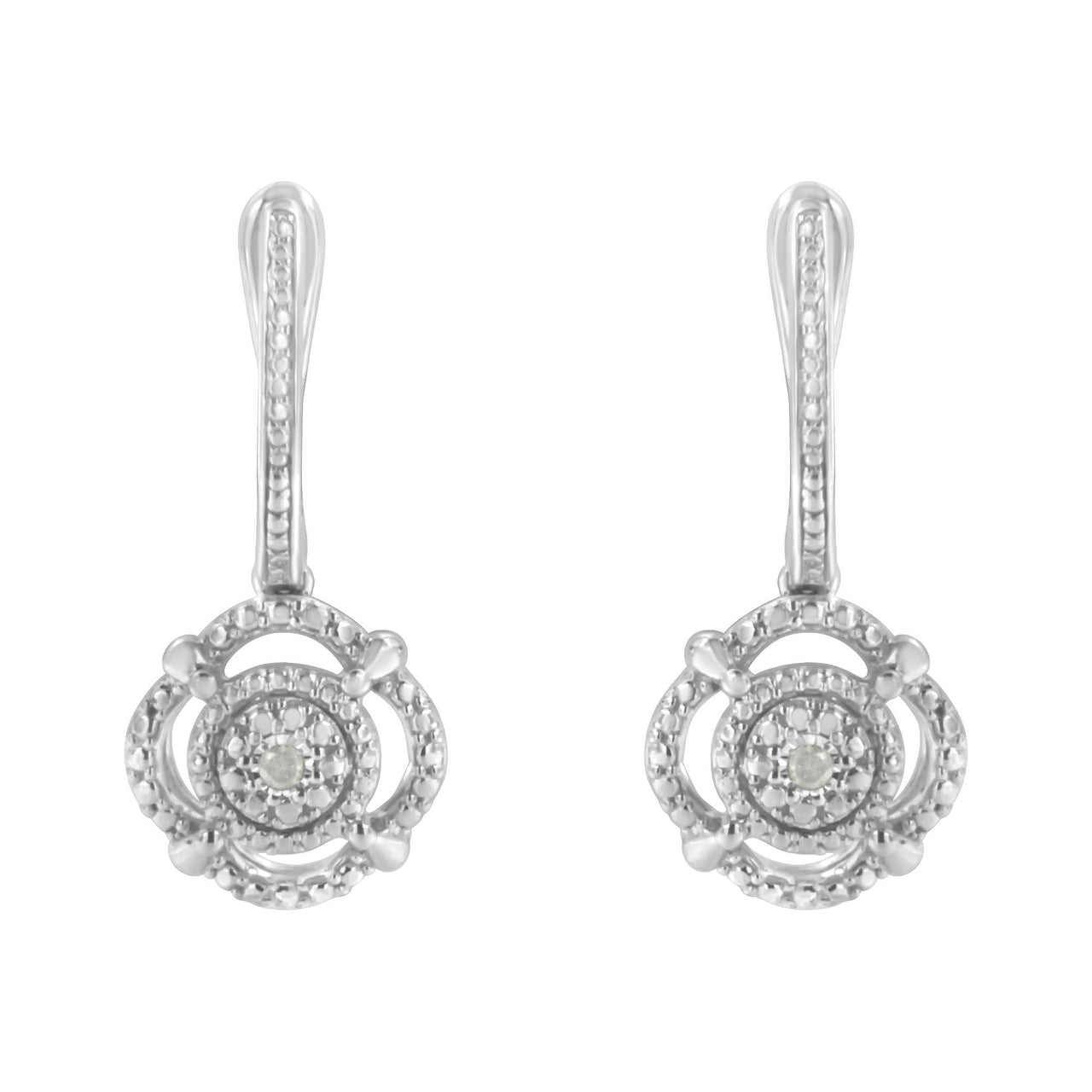 .925 Sterling Silver Miracle-Set Diamond Accent Drop and Dangle Earrings (I-J Color, I3 Clarity)