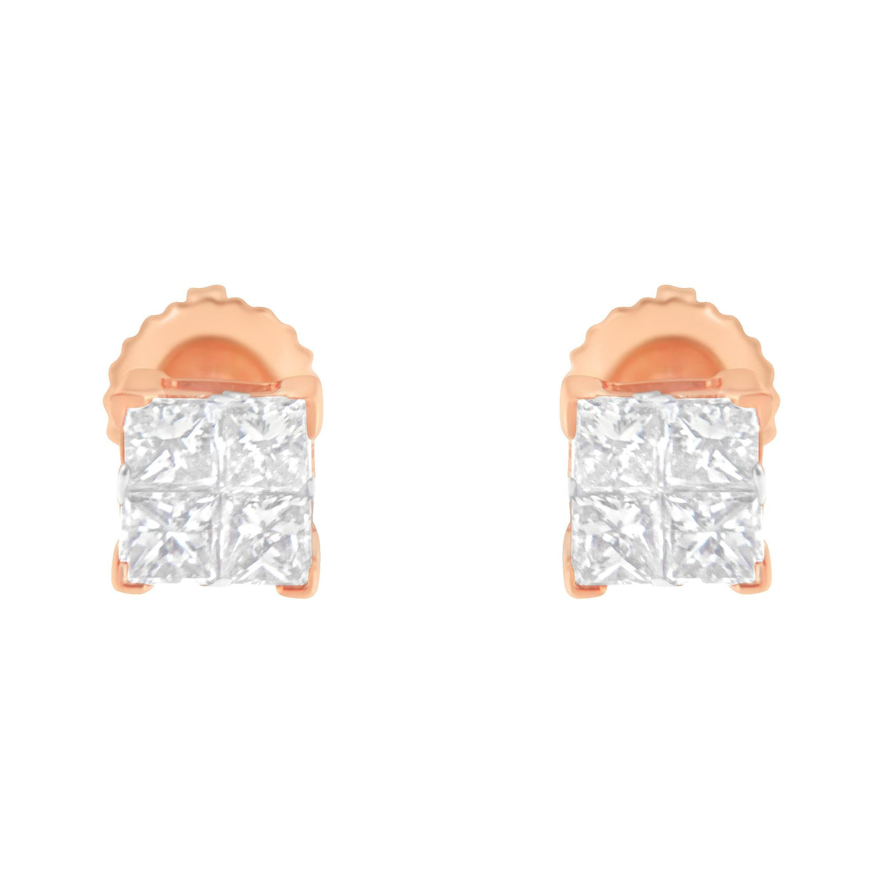 10K Gold Princess Diamond Composite Stud Earring (1/2 cttw, I-J Color, I1-I2 Clarity)