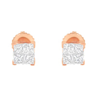 10K Gold Princess Diamond Composite Stud Earring (1/2 cttw, I-J Color, I1-I2 Clarity)