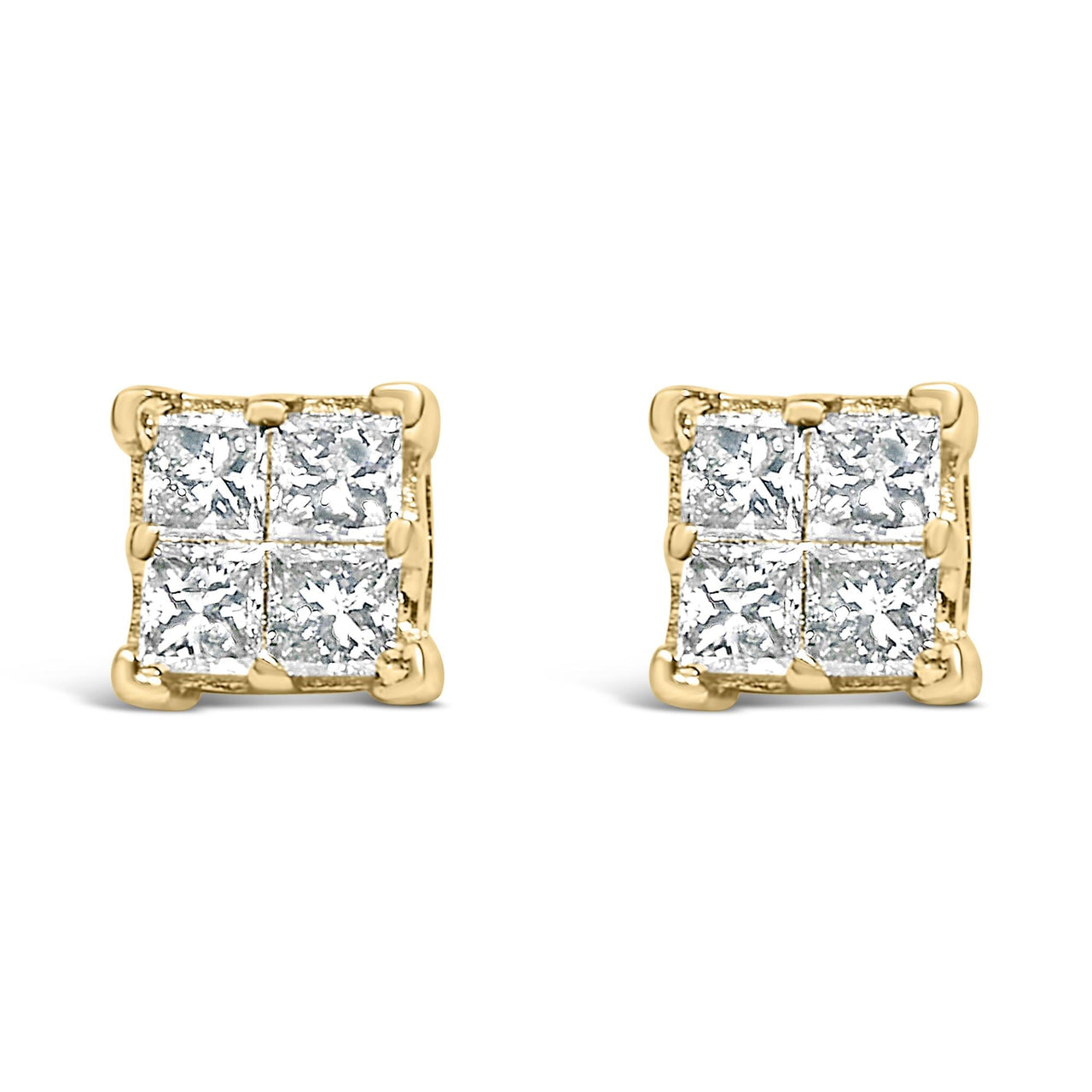 10K Gold Princess Diamond Composite Stud Earring (1/2 cttw, I-J Color, I1-I2 Clarity)