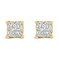 10K Gold Princess Diamond Composite Stud Earring (1/2 cttw, I-J Color, I1-I2 Clarity)