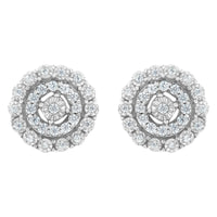 .925 Sterling Silver 1/2 cttw Miracle-Set Diamond Double Halo Stud Earring (I-J Clarity, I3 Color)
