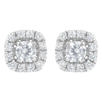 .925 Sterling Silver 1/2 cttw Brilliant Round-Cut Diamond Solitaire with Halo Stud Earring (I-J, I2-I3)