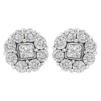 10KT White Gold 1/4ct Diamond Floral Cluster Stud Earring (I-J, I1-I2)