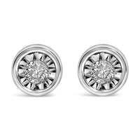 .925 Sterling Silver 1/5 Cttw Round Brilliant-Cut Near Colorless Diamond Miracle-Set Bezel Barrel Style Stud Earrings (I-J Color, I2-I3 Clarity)