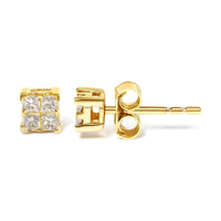 10KT Gold Princess Diamond Stud Earring (1/4 cttw, J-K Color, I1-I2 Clarity)