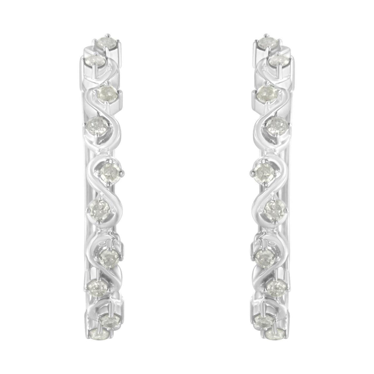 Sterling-Silver Diamond Hoop Earring (1/2 cttw, I-J Color, I3 Clarity)