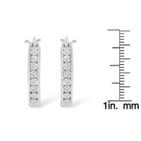 .925 Sterling-Silver Diamond Accent Channel Set Style Hoop Earring (I-J Color, I3 Clarity)