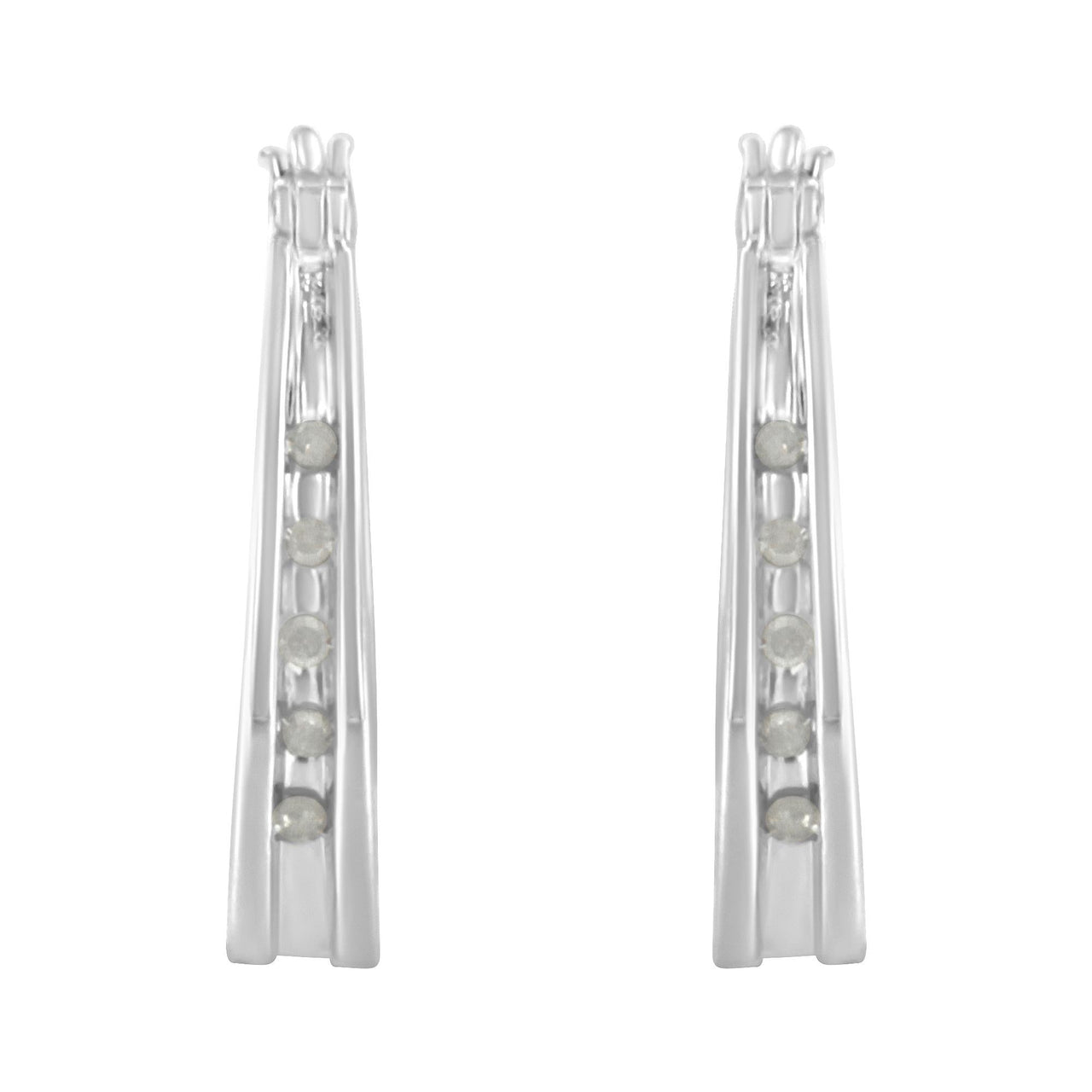 .925 Sterling Silver 1/10 Cttw Diamond Hoop Earrings (I-J Color, I3 Clarity) 