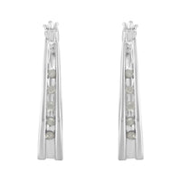 .925 Sterling Silver 1/10 Cttw Diamond Hoop Earrings (I-J Color, I3 Clarity) 