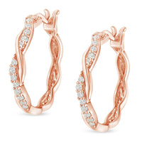 .925 Sterling-Silver 1/4 cttw Pave Set Diamond Twisted Spiral Hoop Earring (I-J Color, I3 Clarity)