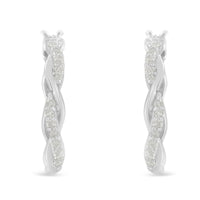.925 Sterling-Silver 1/4 cttw Pave Set Diamond Twisted Spiral Hoop Earring (I-J Color, I3 Clarity)