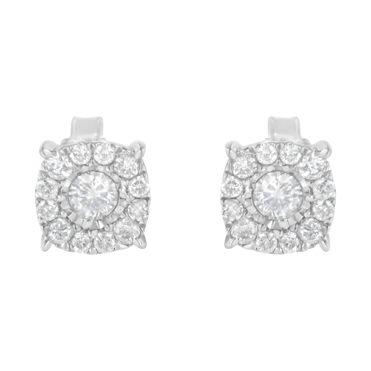 Sterling Silver Diamond Square Stud Earring (1/2 cttw, I-J Color, I2-I3 Clarity)