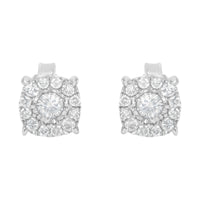 Sterling Silver Diamond Square Stud Earring (1/2 cttw, I-J Color, I2-I3 Clarity)