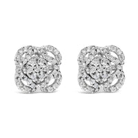 .925 Sterling Silver 1/2 cttw Round-cut Diamond Floral Cluster and Halo Stud Earring (I-J Color, I3 Clarity)