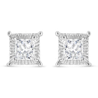 .925 Sterling Silver 1/2 Cttw Princess-cut Diamond Stud Earring (I-J Color, I2-I3 Clarity)