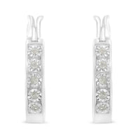 .925 Sterling Silver 1/10 Cttw Miracle Set Diamond Full Circle Hoop Earrings (I-J Color, I3 Clarity) 