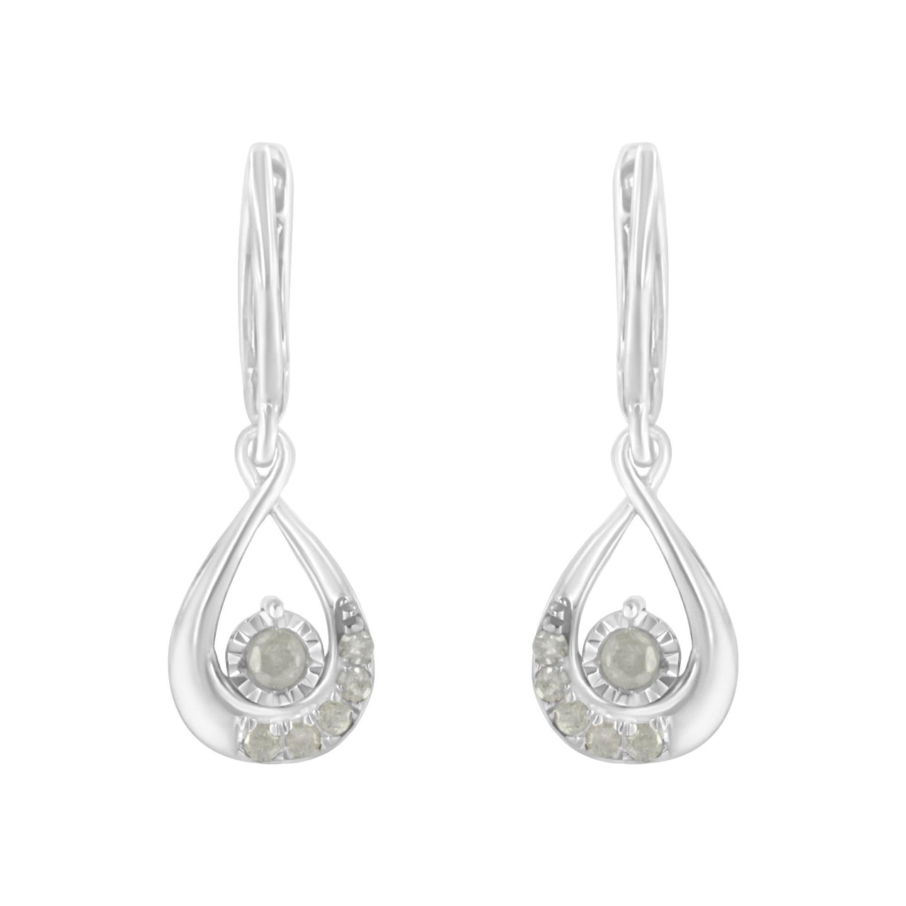.925 Sterling-Silver 1/5 cttw Miracle-Set Round Diamond Drop and Dangle Hoop Earring (I-J Color, I3 Clarity)
