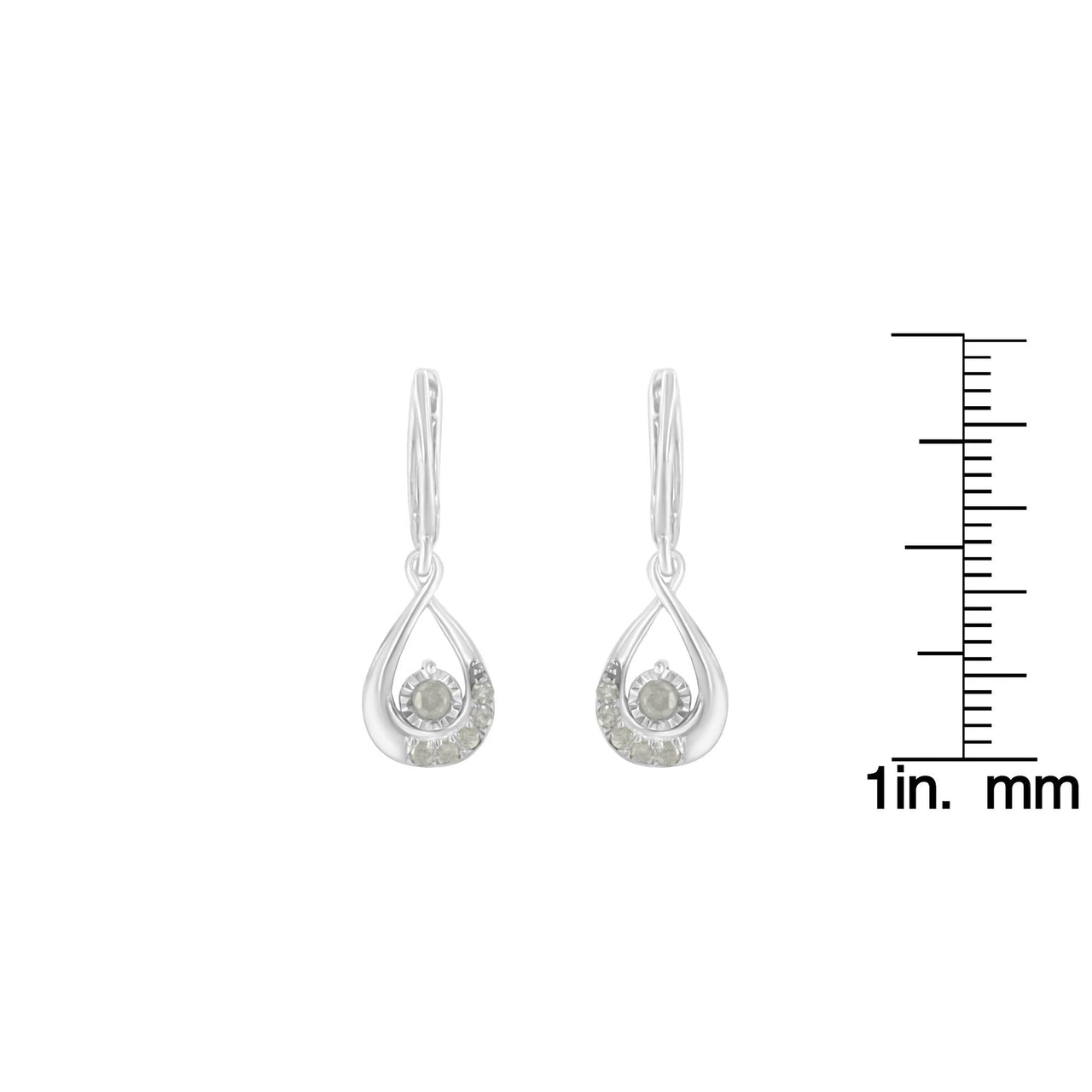 .925 Sterling-Silver 1/5 cttw Miracle-Set Round Diamond Drop and Dangle Hoop Earring (I-J Color, I3 Clarity)