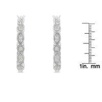 .925 Sterling Silver 1/6 cttw Diamond Milgrain Hoop Earring (I-J Color, I3 Clarity)