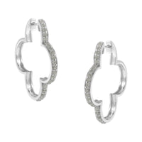 .925 Sterling Silver 1.0 cttw Diamond 4 Leaf Clover Shape Hoop Earrings(I-J Color, I3 Clarity)