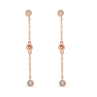 10K Rose Gold Plated .925 Sterling Silver 1/15 Cttw Diamond Dangle Earring (I-J Color, I3-Promo Clarity)