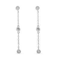 .925 Sterling Silver Miracle Set Diamond Accent 3-Stone Drop and Dangle Earring (I-J Color, I3 Clarity)
