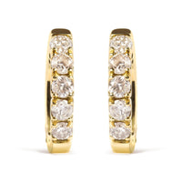 10K Yellow Gold 1/2 Cttw Round-Cut Diamond Hoop Earrings