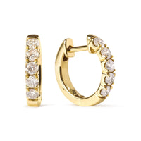 10K Yellow Gold 1/2 Cttw Round-Cut Diamond Hoop Earrings