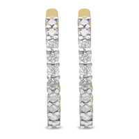 10K Yellow Gold 1/2 Cttw Prong Set Round-Cut Diamond Hoop Earrings (I-J Color, I1-I2 Clarity)